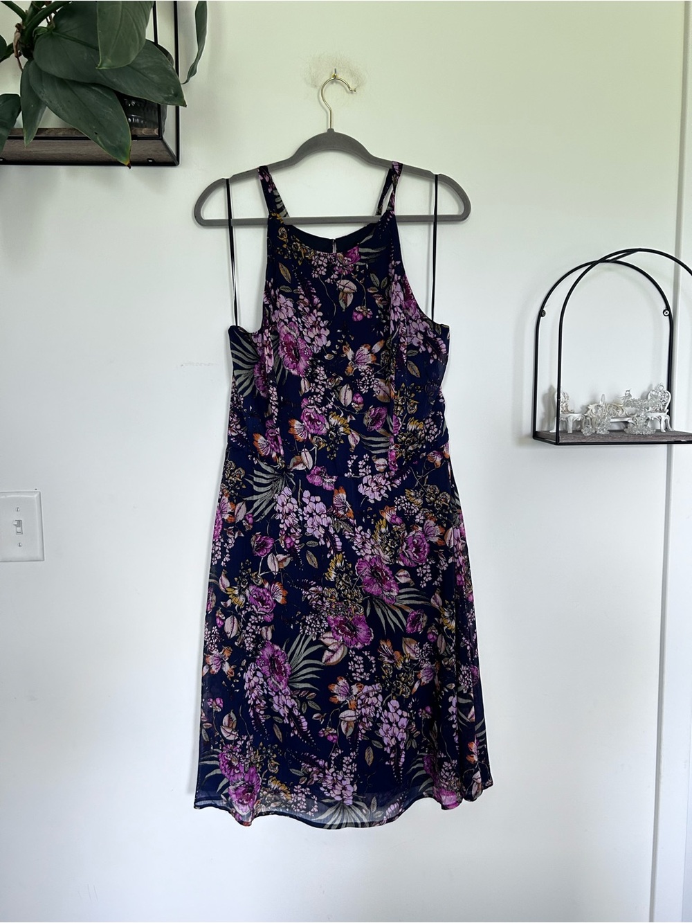 Kut from the Kloth Navy Blue Floral Print Sleeveless Dress Size 14
